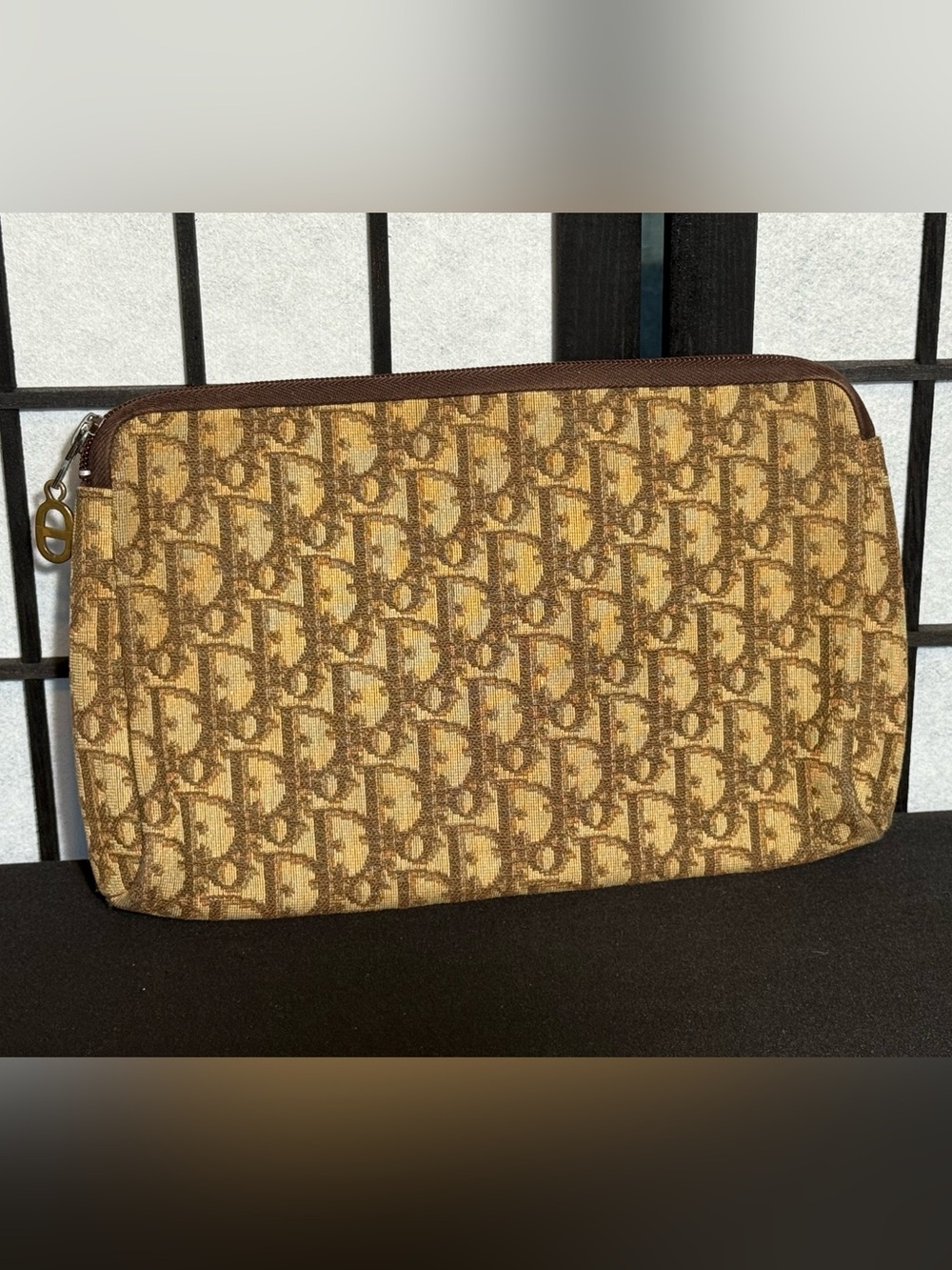 Dior Beige and Brown Monogram Cosmetic Pouch